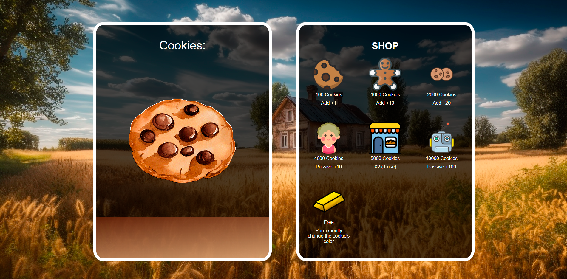 Billede af Cookie Clicker hjemmeside