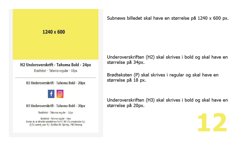 Billede af nyhedsbrev side med typografi i designmanual